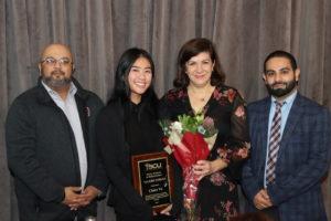 Claire Vu with her 2022 MSMS Valedictorian award.