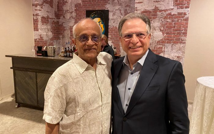 A photo of NWCCU President Sonny Ramaswamy with SCU President John Scaringe