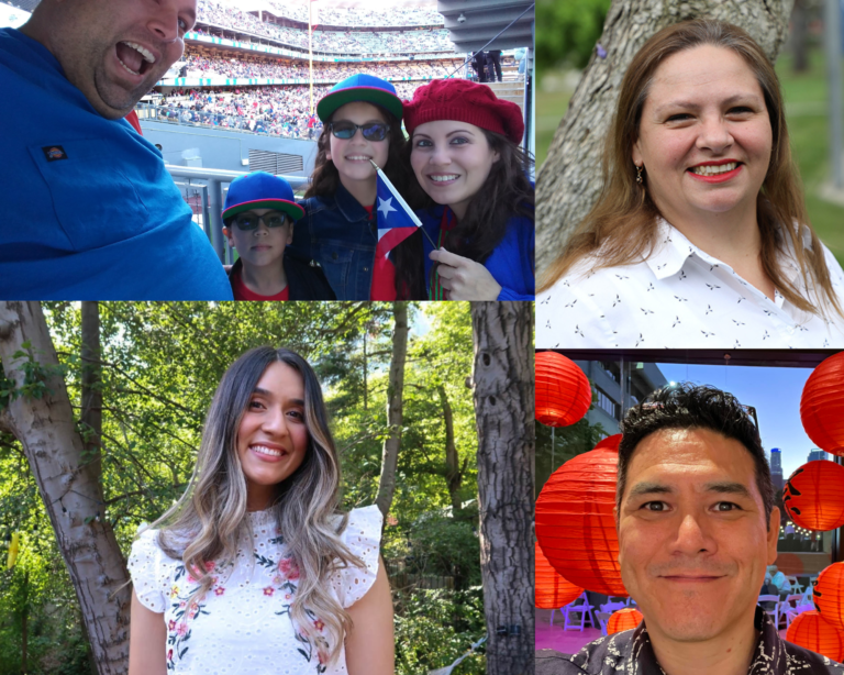 A collage of Hispanic faculty and students at SCU