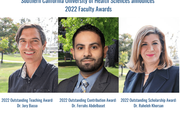 A collage of headshots of the 2022 SCU faculty awardees, including Dr. Jory Basso, Dr. Raheleh Khorsan, and Dr. Ferrahs Abdelbaset.