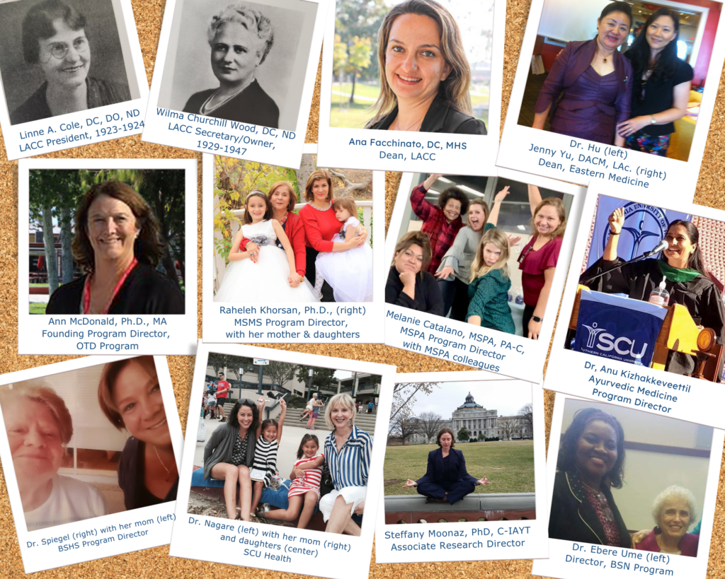 A collage of photos of women who have contributed to the history of SCU