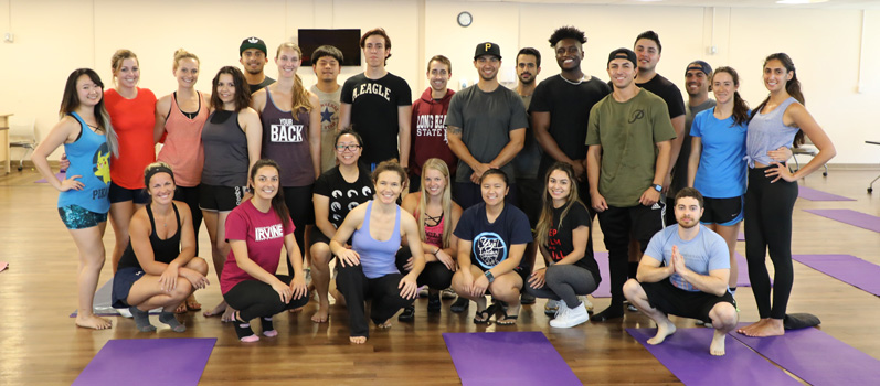 Neuroscience students taking yoga